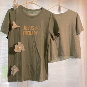 One crop-top and one graphic t-shirt